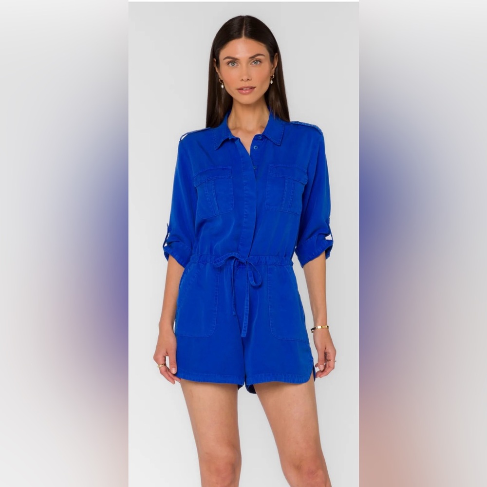 Velvet Heart Luba Romper Tie Waist Marine Blue  Size M